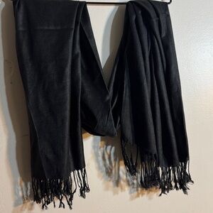 Elegant Black Fringe Scarf
